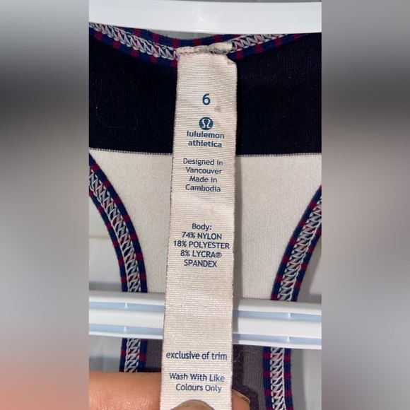 Lululemon Cool Racerback Tank POW Stripe Angel Wing 6 Striped Purple/Navy - Picture 4 of 4